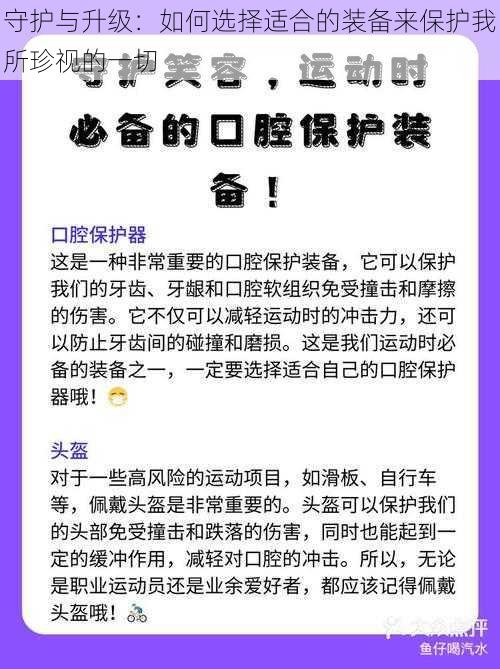 守护与升级：如何选择适合的装备来保护我所珍视的一切